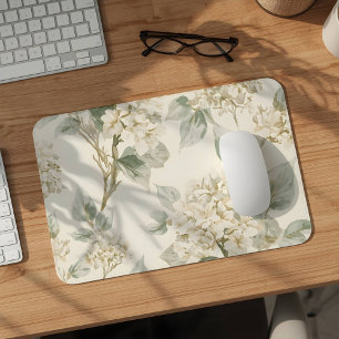 Tapis De Souris Motif floral d'hortensia blanc doux
