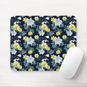 Tapis De Souris Motif floral jaune et gris