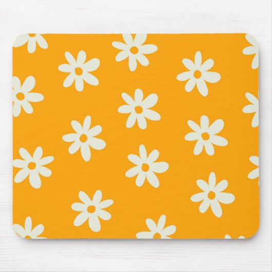 Tapis De Souris Motif floral jaune rétro simple (Devant)