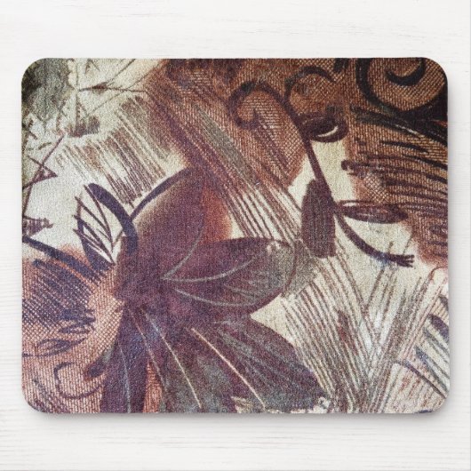 Tapis De Souris Motif floral marron abstrait 1 (Devant)