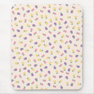 Tapis De Souris Motif floral pastel – Jaune, rose et violet mignon