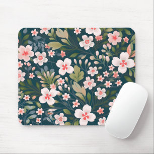 Tapis De Souris Motif floral rose et blanc élégant