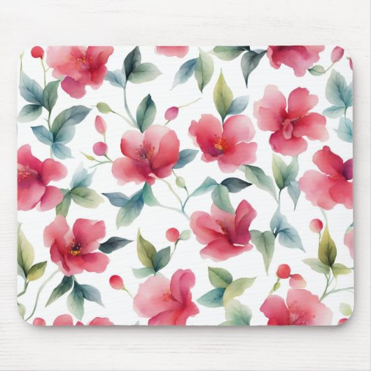 Tapis De Souris Motif floral rouge foncé (Devant)