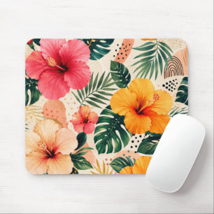 Tapis De Souris Motif floral sans couture d'Hibiscus Tropical Vibr