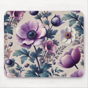 Tapis De Souris motif floral transparent avec anémone belle