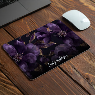 Tapis De Souris Motif floral velours violet personnalisé