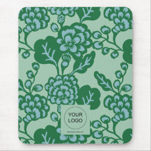 Tapis De Souris Motif floral vert et bleu vibrant et gras