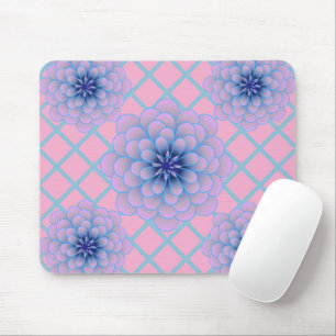 Tapis De Souris Motif floral violet bleu pastel esthétique sans co