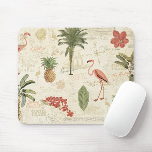 Tapis De Souris Motif floridien tropical (Avec souris)