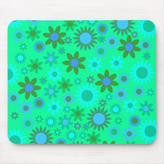 Tapis De Souris Motif Flower Power Vert Clair (Devant)