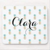 Tapis De Souris motif frais tropical d'ananas d'or de faux d'été (Devant)