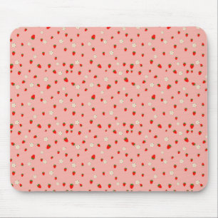 Tapis De Souris Motif Fraises et Fleurs