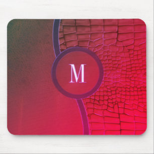 Tapis De Souris Motif géométrique abstrait cuir rouge foncé