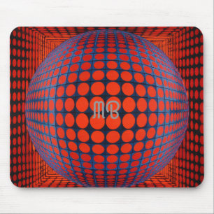 Tapis De Souris Motif géométrique abstrait moderne noir rouge bleu