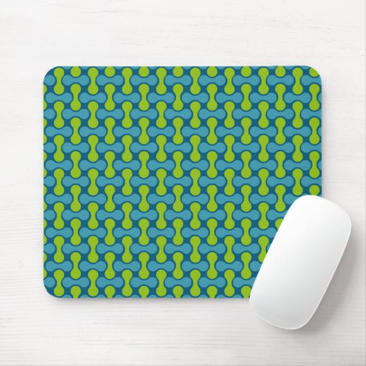 Tapis De Souris Motif géométrique Abstrait rétro en bleu et vert (Avec souris)