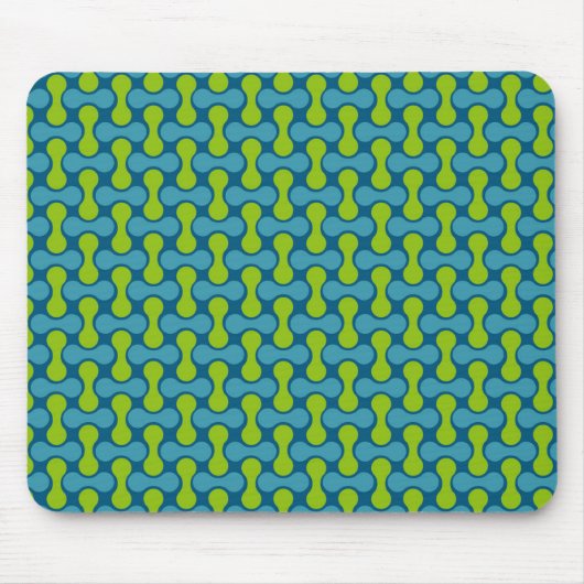 Tapis De Souris Motif géométrique Abstrait rétro en bleu et vert (Devant)