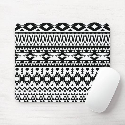 Tapis De Souris Motif géométrique Aztec noir et blanc (Avec souris)