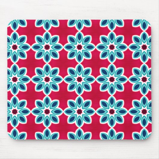 Tapis De Souris Motif géométrique moderne rouge et bleu clair (Devant)