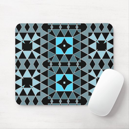 Tapis De Souris Motif géométrique Op Art tendance bleu et noir (Avec souris)