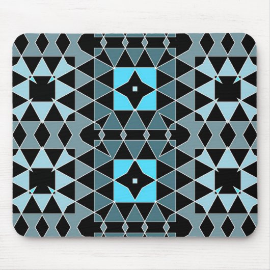 Tapis De Souris Motif géométrique Op Art tendance bleu et noir (Devant)
