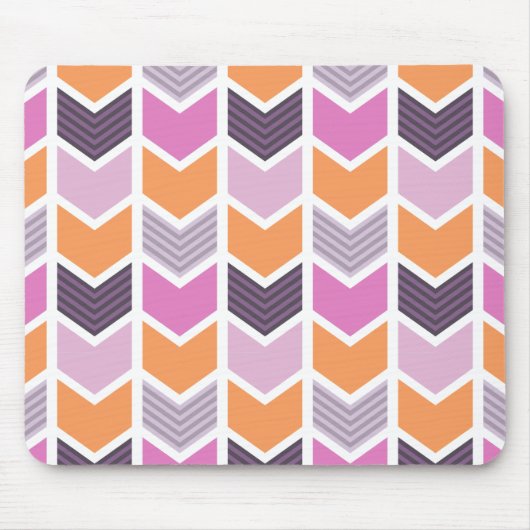 Tapis De Souris Motif géométrique rose pourpre orange de Chevron (Devant)