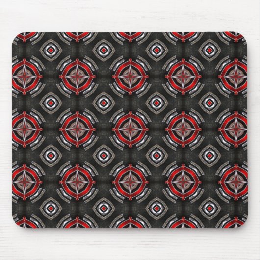 Tapis De Souris Motif géométrique rouge et noir (Devant)