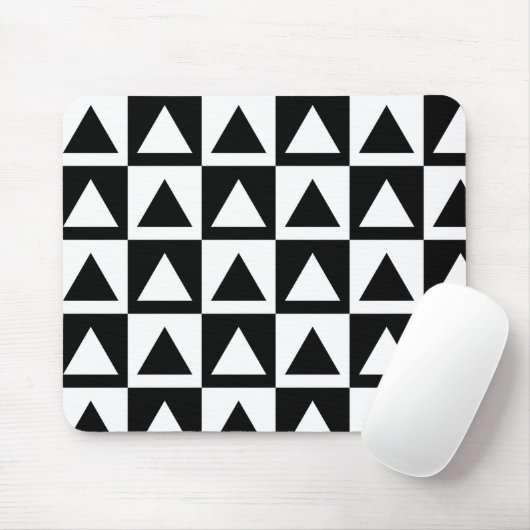 Tapis De Souris Motif géométrique triangle noir et blanc (Avec souris)