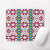 Tapis De Souris Motif géométrique tribal rouge, bleu et blanc étoi (Avec souris)
