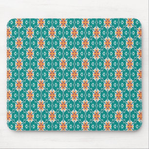 Tapis De Souris Motif géométrique vert et orange Mousepad