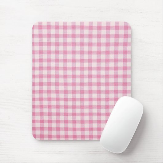 Tapis De Souris Motif Gingham Rose Bébé (Avec souris)