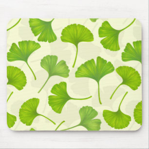 Tapis De Souris Motif Ginkgo sur blanc