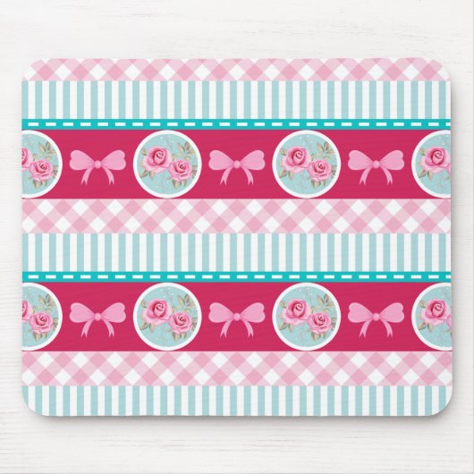 Tapis De Souris Motif Girly rose-clair et bleu mignon (Devant)