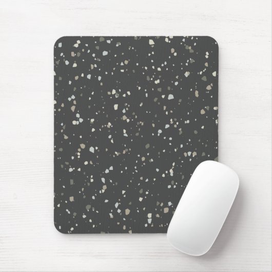 Tapis De Souris Motif gris foncé Terrazzo (Avec souris)