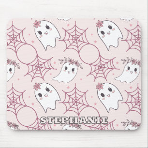 Tapis De Souris Motif Halloween Kawaii Fantôme Rose Pastel