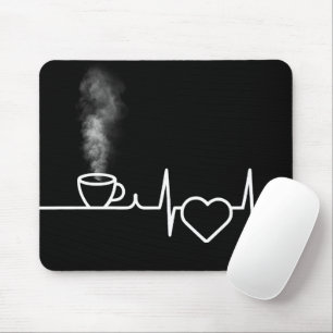 Tapis De Souris Motif Hearbeat avec Steaming Cup de café
