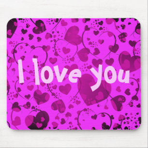 Tapis De Souris MOTIF HEART ART 6 + votre texte rose