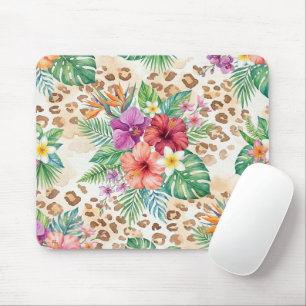 Tapis De Souris Motif imprimé léopard floral tropical