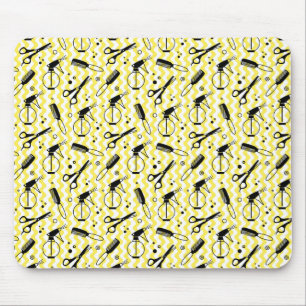 Tapis De Souris Motif jaune d'outil de coiffeur