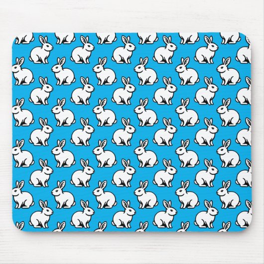 Tapis De Souris Motif lapins - noir et blanc avec ciel bleu (Devant)