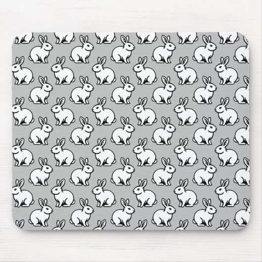 Tapis De Souris Motif lapins - Noir et Blanc avec gris clair (Devant)