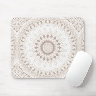 Tapis De Souris Motif Mandala Beige et Crème