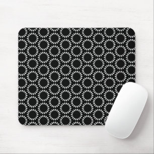 Tapis De Souris Motif Mandala Élégant à Fleurs Noires et Blanches