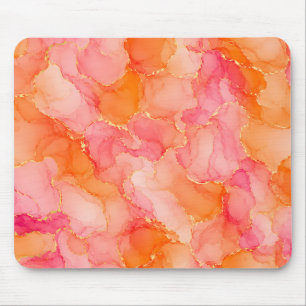 Tapis De Souris Motif marbré à l'encre alcoolique rose orange