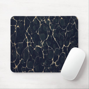 Tapis De Souris Motif Marbre Foncé Abstrait Style Encre Alcoolique