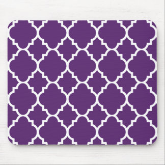 Tapis De Souris Motif marocain de Quatrefoil blanc pourpre