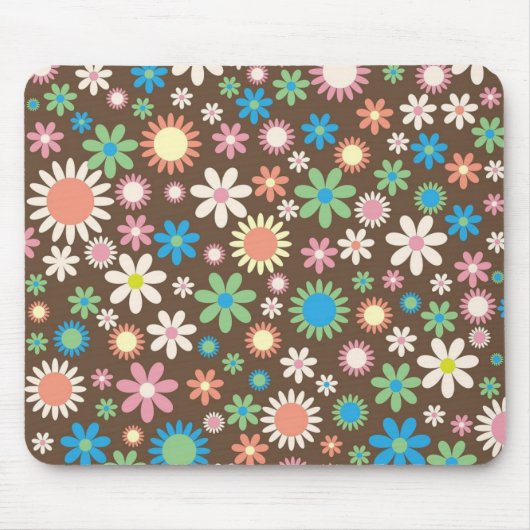 Tapis De Souris Motif marron de Flower Power mignon (Devant)