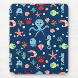 Tapis De Souris Motif mignon de vie marine de l'océan