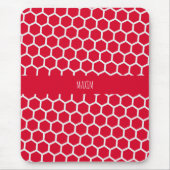 Tapis De Souris Motif minimal blanc rouge Hexagon (Devant)