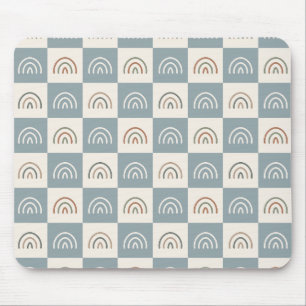 Tapis De Souris Motif minimaliste arc-en-ciel à carreaux bohème