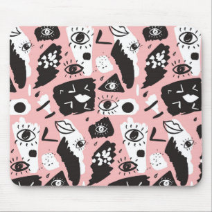 Tapis De Souris Motif moderne abstrait d'oeil et de lèvres